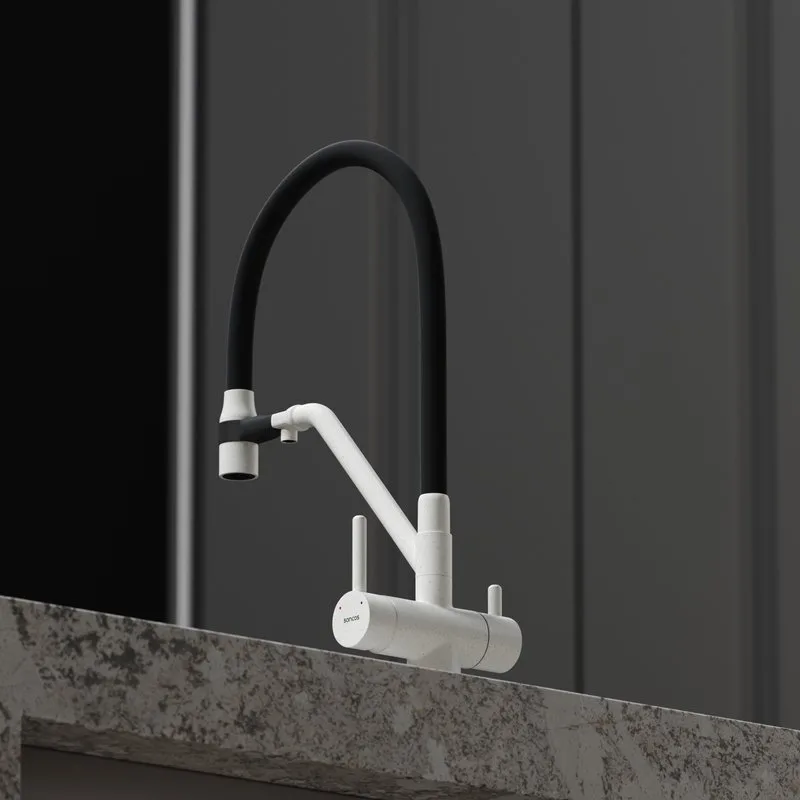 Смеситель для кухни Sancos Dora SC4003GR с гибким изливом, белый гранит Sancos — официальный сайт