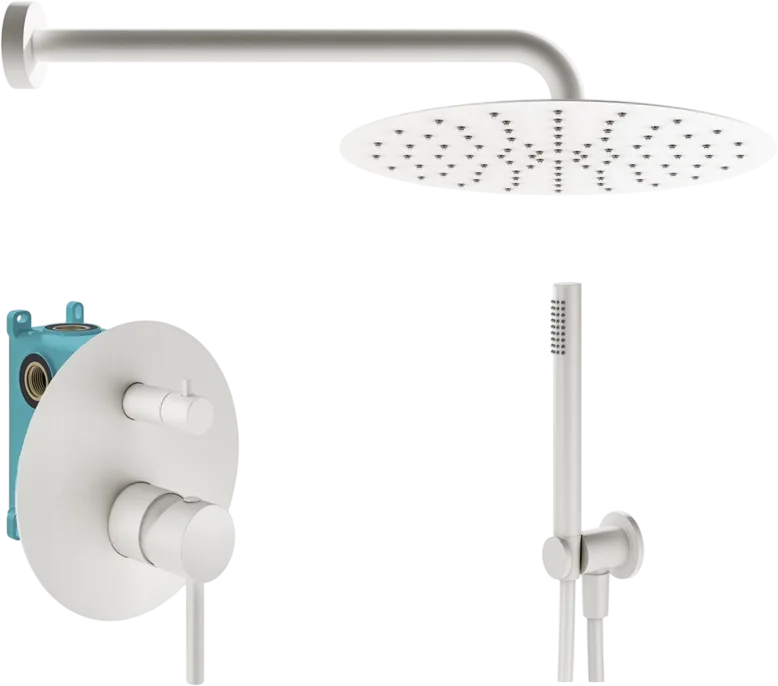 Душевой комплект Plumberia Selection Ixo KITXO18BO, С ВНУТРЕННЕЙ ЧАСТЬЮ, белый матовый Sancos — официальный сайт