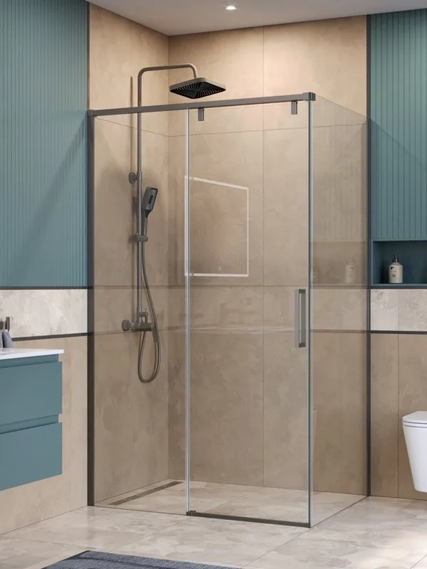Душевой уголок BelBagno Soft Close-1 AH-1-110/90-C-GM профиль оружейная сталь Sancos — официальный сайт