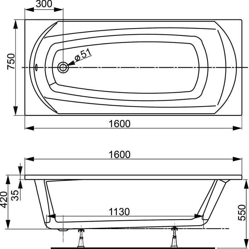 Акриловая ванна Vagnerplast Ebony 160x75 см, пристенная, ультрабелая Sancos — официальный сайт