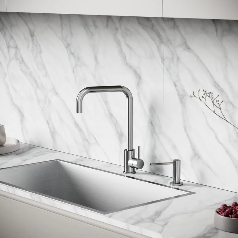 Смеситель для кухни Sancos Stainless, с поворотным Г изливом, нержавеющая сталь, SC12002SS Sancos — официальный сайт