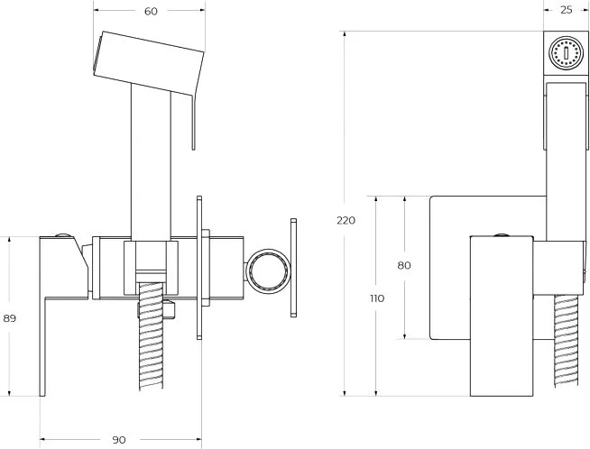Гигиенический душ Cezares Slider SLIDER-DIF-GM С ВНУТРЕННЕЙ ЧАСТЬЮ, оружейная сталь Sancos — официальный сайт