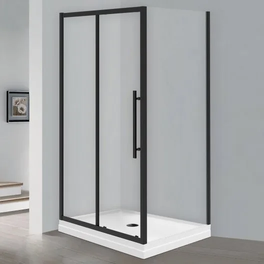 Душевой уголок Esbano Flex ESF-108PS-B 100х80 см, профиль черный, стекло прозрачное Sancos — официальный сайт