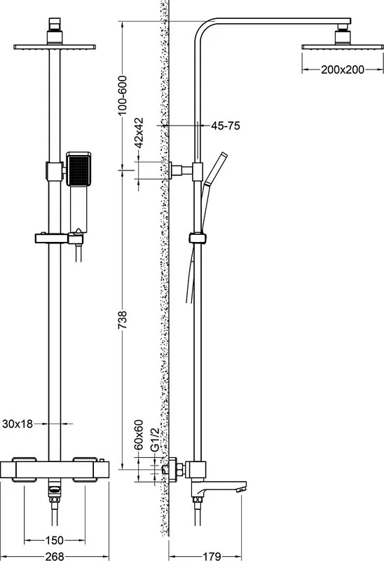 Душевая стойка Timo Tetra-Thermo SX-0169/03, с термостатом, черная Sancos — официальный сайт