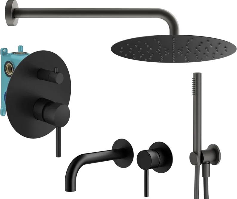 Комплект для ванной Plumberia Selection Ixo KITXO18NO210 С ВНУТРЕННЕЙ ЧАСТЬЮ, черный матовый Sancos — официальный сайт