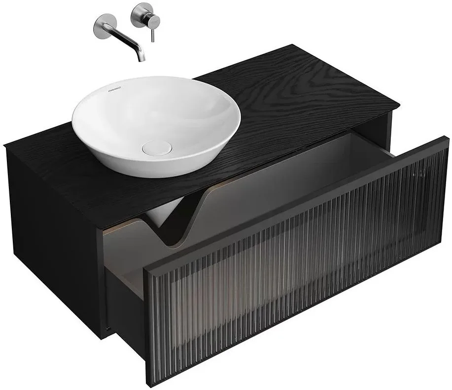 Тумба под раковину без столешницы KERAMA MARAZZI Iconico 100 подвесная, 1 ящик, черная Sancos — официальный сайт