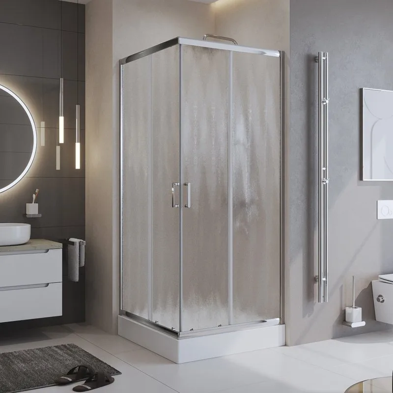 Душевой уголок BelBagno Uno UNO-195-A-2-90-CH-CR стекло рифленое Sancos — официальный сайт