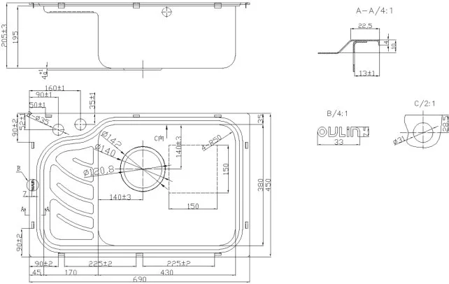 Мойка кухонная Oulin OL-327R Sancos — официальный сайт