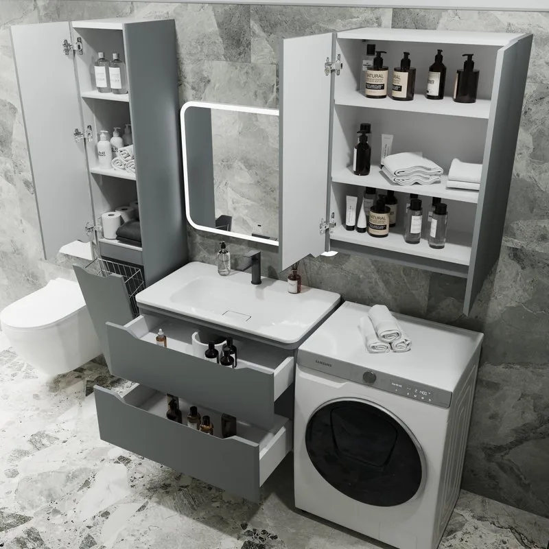 Тумба под раковину без столешницы Style Line Марелла 80 подвесная, антискрейтч, серая