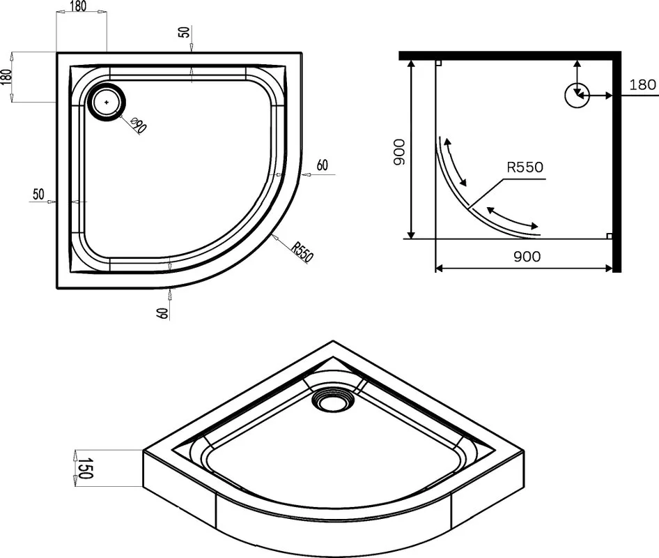 Поддон для душа AM.PM X-Joy Twin Slide W88T-205-090W64 90x90 Sancos — официальный сайт