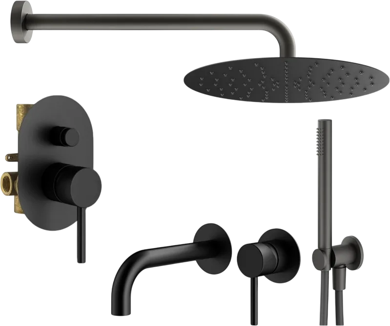 Комплект для ванной Plumberia Selection Ixo KITXO15NO210 С ВНУТРЕННЕЙ ЧАСТЬЮ, черный матовый Sancos — официальный сайт