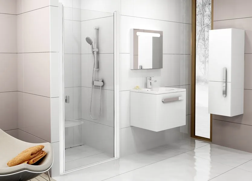 Душевая дверь в нишу Ravak Chrome CSD1-80 Transparent, профиль белый Sancos — официальный сайт