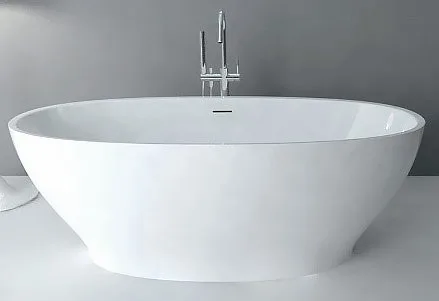 Акриловая ванна Abber AB9207 165x80 см, отдельностоящая, белая, овальная, с каркасом, со сливом-пере Sancos — официальный сайт