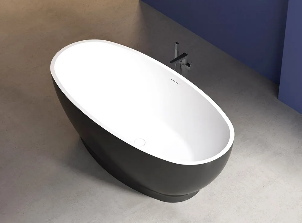 Акриловая ванна Abber AB9207MB 165x80 см, отдельностоящая, черная матовая, овальная, с каркасом, со  Sancos — официальный сайт