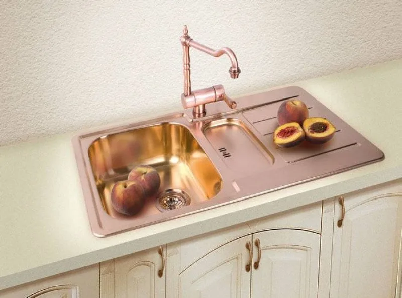 Мойка LINE 30 MONARCH COPPER 860X500  в компл. с выпуском без сифона, , Sancos — официальный сайт