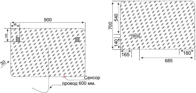 Зеркало Style Line Атлантика 90 с часами