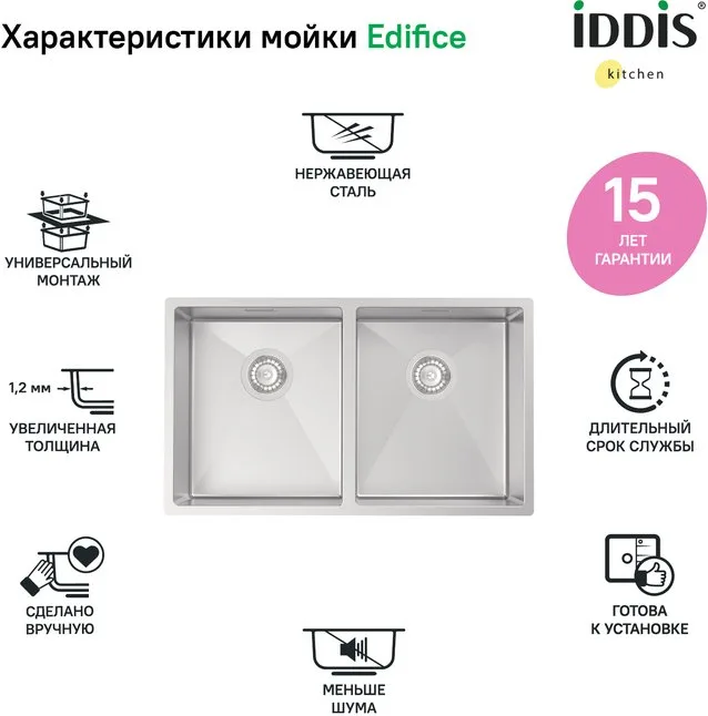Мойка кухонная IDDIS Edifice EDI75S2i77 Sancos — официальный сайт