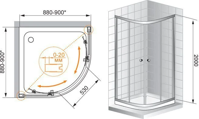 Душевой уголок Cezares Anima W R2 90 C Cr IV Sancos — официальный сайт
