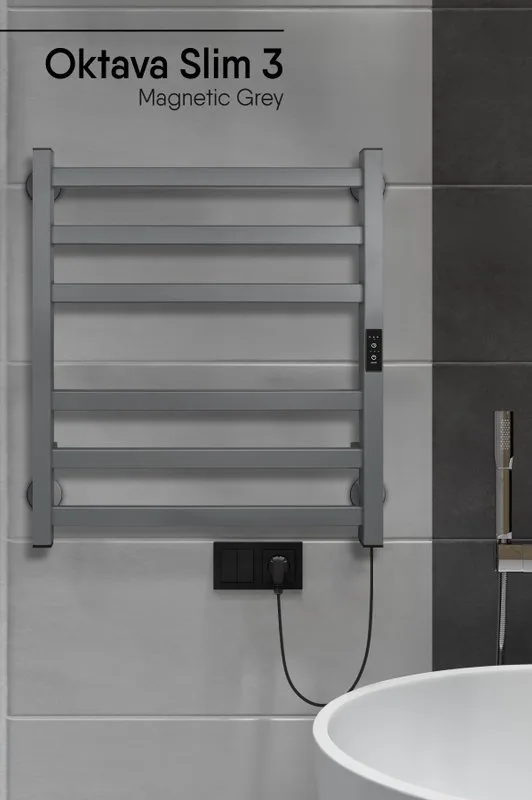 Полотенцесушитель электрический Indigo Oktava Slim 3 LСLOKS3E60-50MGRt серый Sancos — официальный сайт
