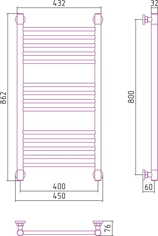 Полотенцесушитель водяной Сунержа Богема + 80x40, прямая Sancos — официальный сайт