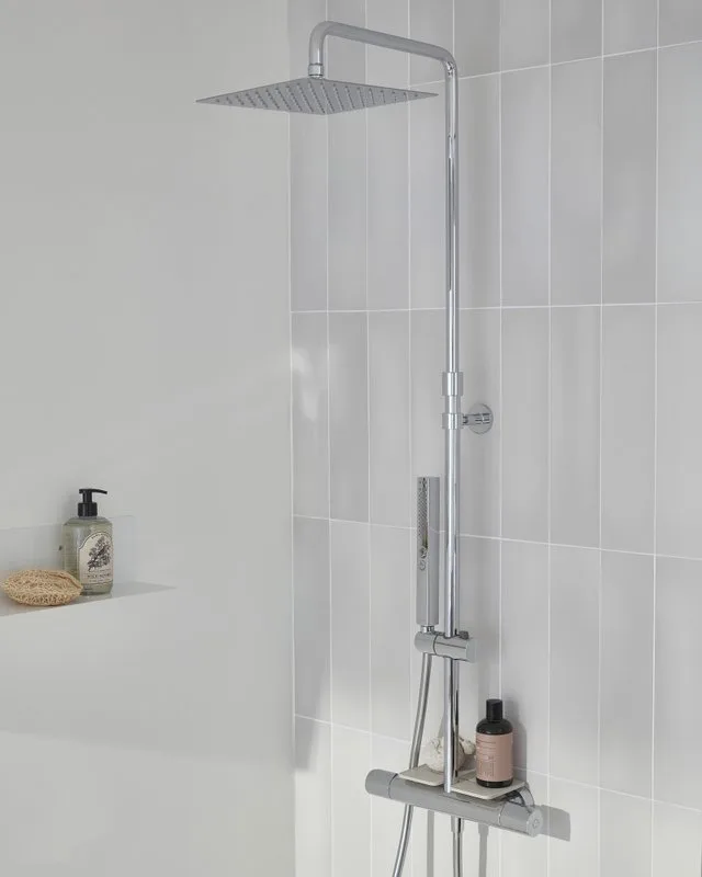 Душевая стойка Jacob Delafon Metro E26596-CP, хром,  с полкой Sancos — официальный сайт