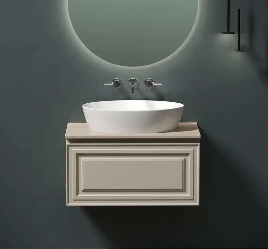 Тумба с раковиной Sancos Very 80 см, beige soft, столешница бежевая, раковина CN5018 Sancos — официальный сайт