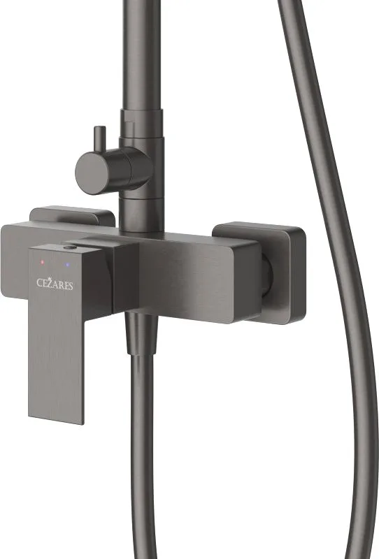 Душевая стойка Cezares Slider SLIDER-CD-GM, со смесителем, оружейная сталь Sancos — официальный сайт