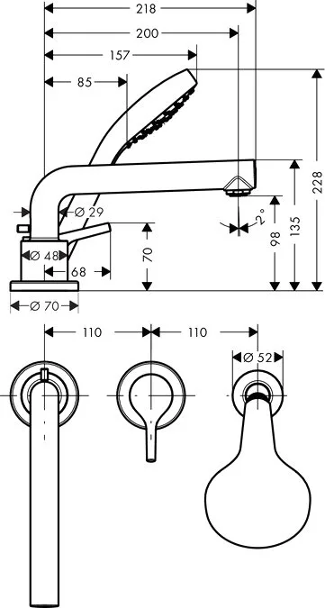 Смеситель на борт ванны Hansgrohe Talis E 72417000 Sancos — официальный сайт