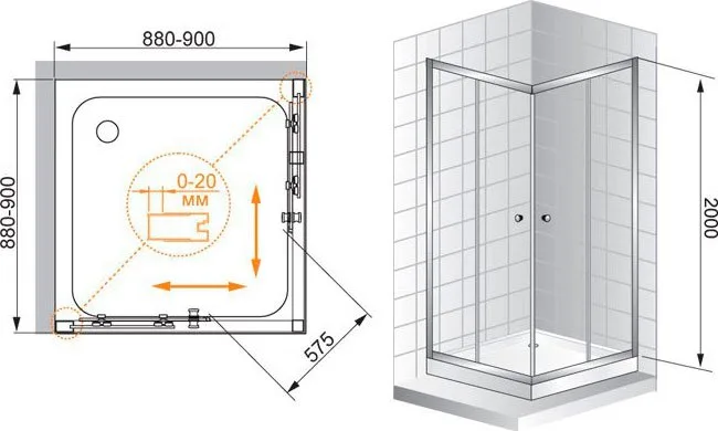 Душевой уголок Cezares Anima W A2 90 C Cr IV Sancos — официальный сайт