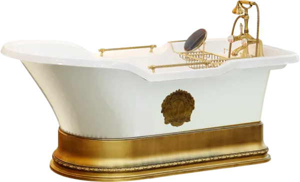 Ванна из искусственного камня Migliore Impero 25809 180x85 см, отдельностоящая, белая, с ручками, со