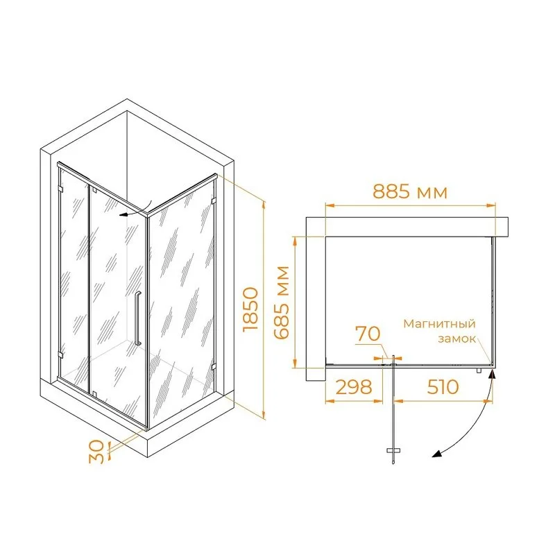 Душевой уголок RGW Classic CL-46-B 90х70x185, профиль матовый черный, стекло прозрачное Sancos — официальный сайт