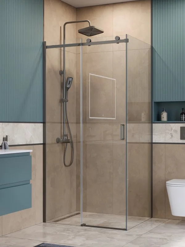 Душевой уголок BelBagno Soft Close-2 AH-1-100/80-C-GM профиль оружейная сталь Sancos — официальный сайт
