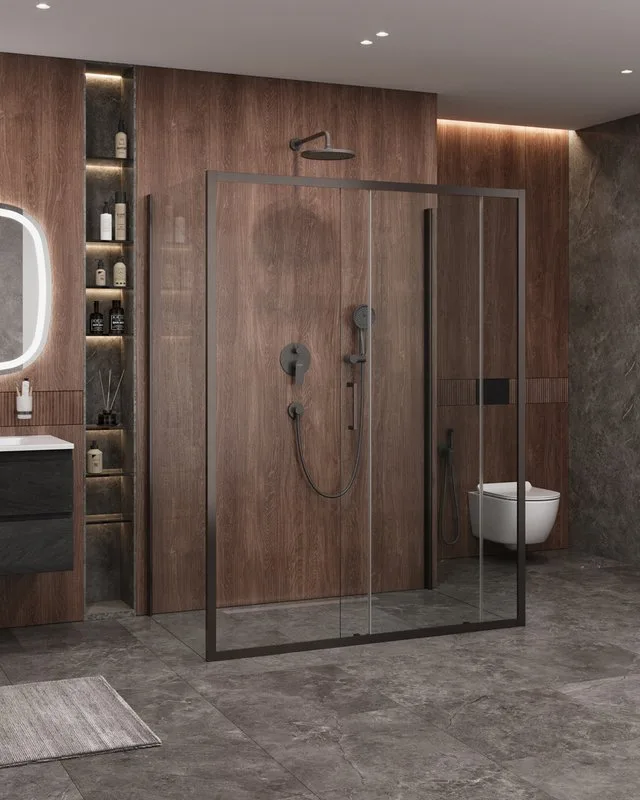 Душевой уголок Cezares Molveno AH 12 160+90 C GM IV 160х90 см, профиль оружейная сталь, стекло прозр Sancos — официальный сайт