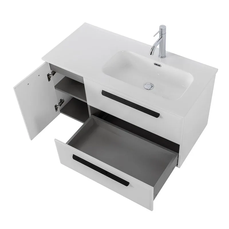 Тумба под раковину без столешницы Cezares Eco Cer-N 100 R 2 ящика, 1 дверца, bianco lucido, ручки ма Sancos — официальный сайт