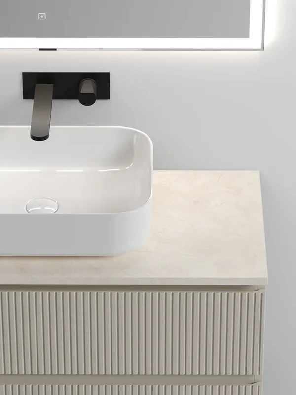 Тумба с раковиной Sancos Snob T 100 см, beige soft, столешница бежевая, раковина CN6011 Sancos — официальный сайт