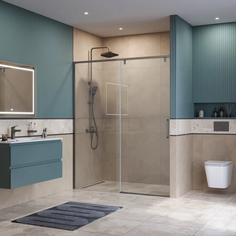 Душевая дверь в нишу BelBagno Soft Close-1 BF-1-150-C-GM профиль оружейная сталь Sancos — официальный сайт