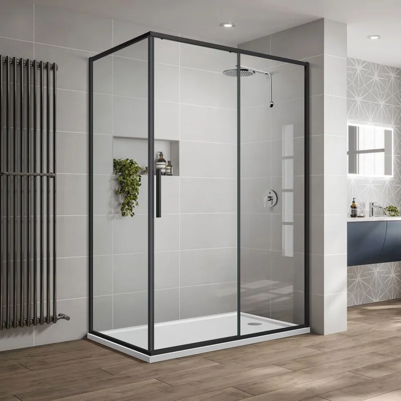 Душевой уголок Vincea Slim-U VSR-2SU9012CLB 120x90 см, профиль матовый черный, стекло прозрачное Sancos — официальный сайт