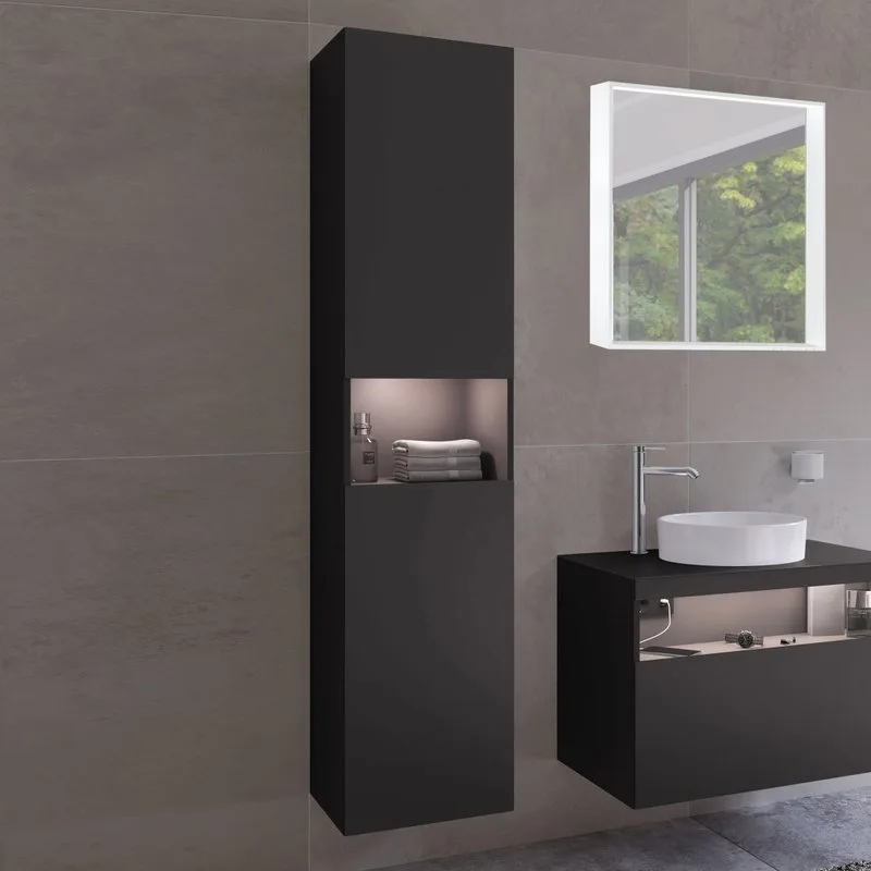 Шкаф-пенал для ванной Keuco Stageline 32831 L, вулканит, с подсветкой Sancos — официальный сайт
