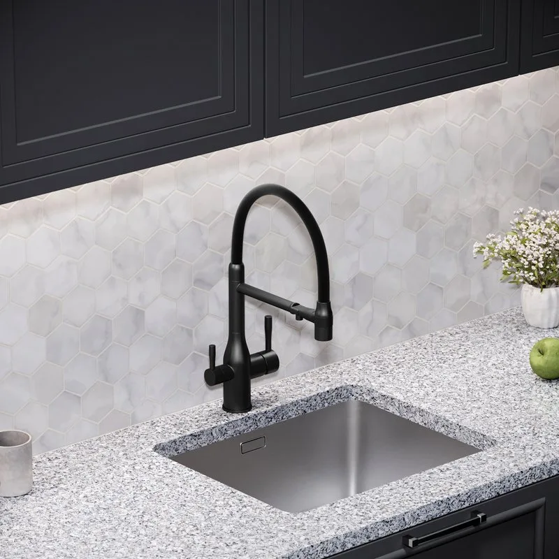 Смеситель для кухни Sancos Garda SC4009MB с гибким изливом, матовый черный Sancos — официальный сайт