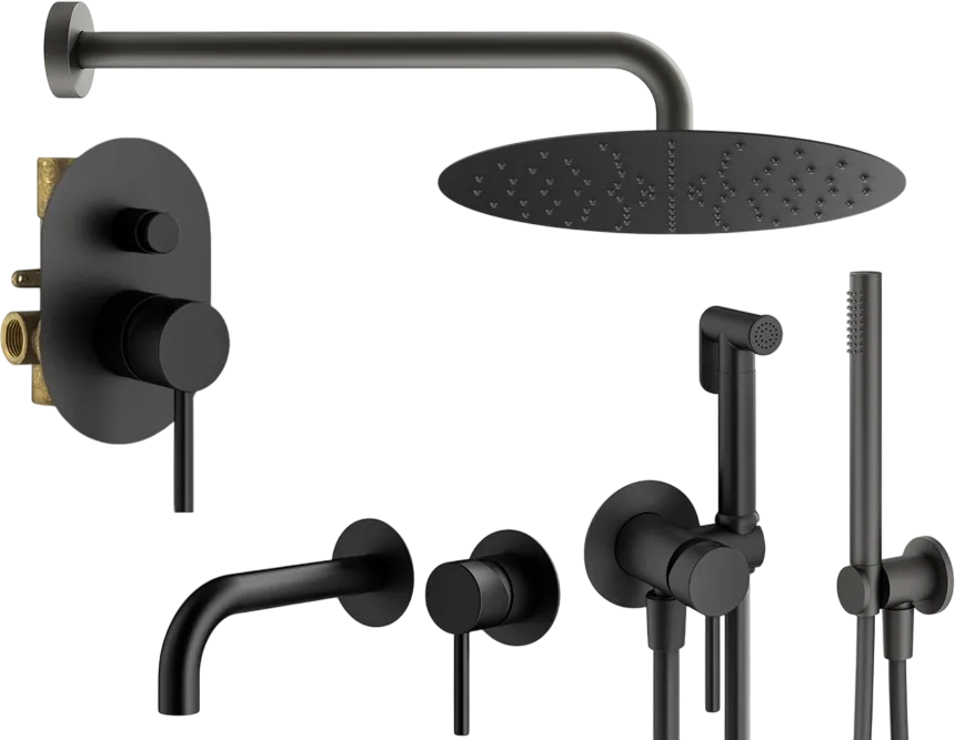 Комплект для ванной Plumberia Selection Ixo KITZXO15NO210 С ВНУТРЕННЕЙ ЧАСТЬЮ, черный матовый Sancos — официальный сайт