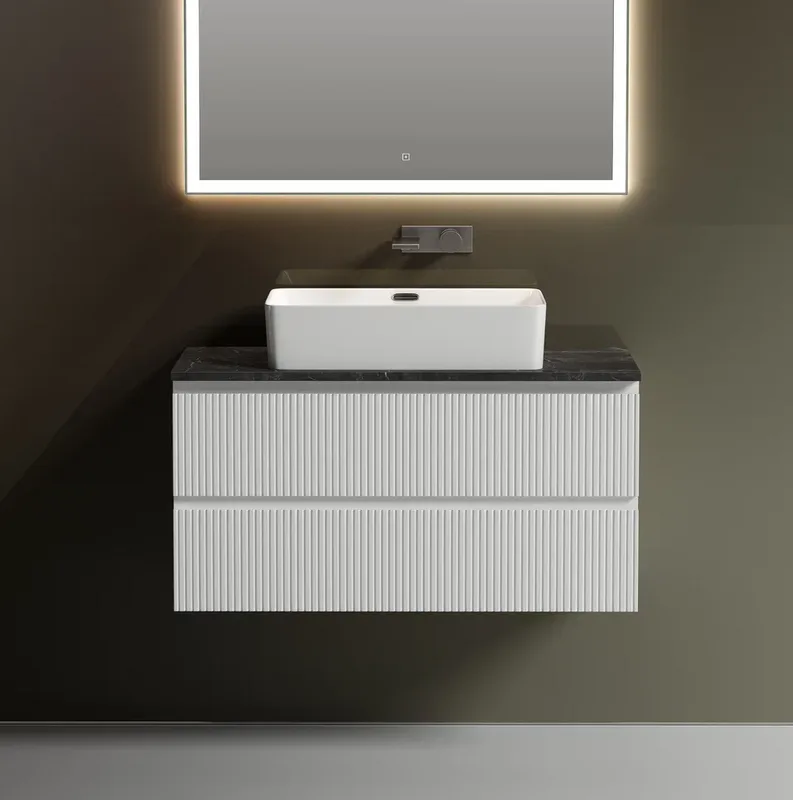 Тумба с раковиной Sancos Snob T 100 см, bianco, столешница черный мрамор, раковина CN5025 Sancos — официальный сайт