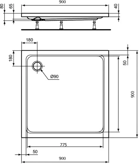Поддон для душа Ideal Standard Hotline 90x90 квадратный Sancos — официальный сайт