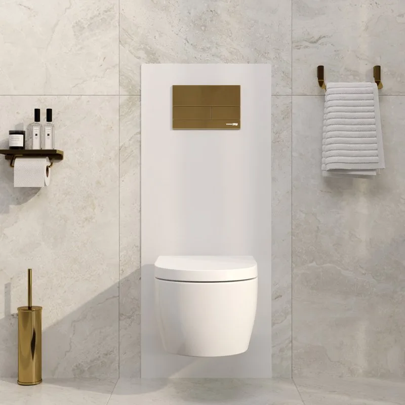 Система инсталляции для унитазов Wasserkraft Glan 66TLT.010.ME.WH.PG04, с кнопкой смыва золото Sancos — официальный сайт