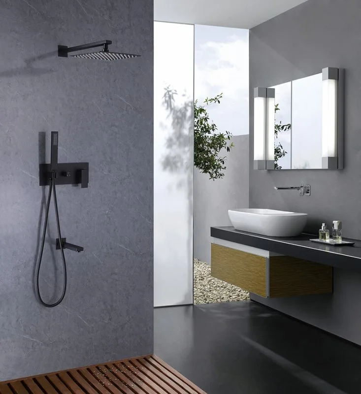 Душевой комплект Abber Daheim AF8217B, С ВНУТРЕННЕЙ ЧАСТЬЮ, черный матовый Sancos — официальный сайт