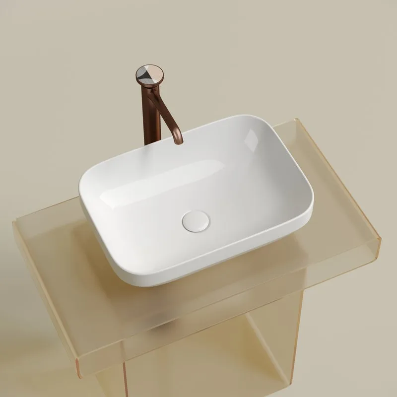 Накладная раковина Ceramicanova Element CN6055 белая глянцевая Sancos — официальный сайт