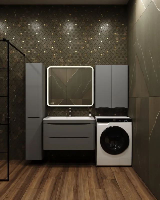 Шкаф над стиральной машиной Style Line Бергамо Мини Люкс Plus 60 антискрейч серый