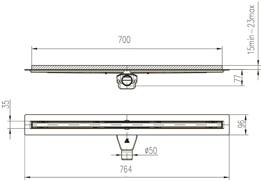Душевой трап (лоток) Veconi Slim Line 700 хром матовый Sancos — официальный сайт