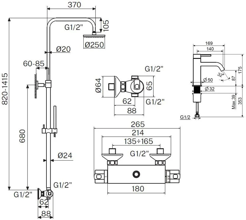 Комплект для ванной Plumberia Selection Ixo KITXO6302CR53 хром Sancos — официальный сайт