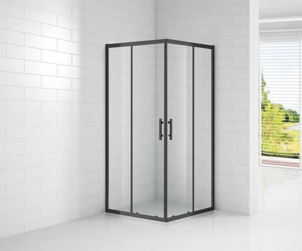 Душевой уголок Cezares Eco O-A-2 100x100, профиль матовый черный, стекло прозрачное Sancos — официальный сайт