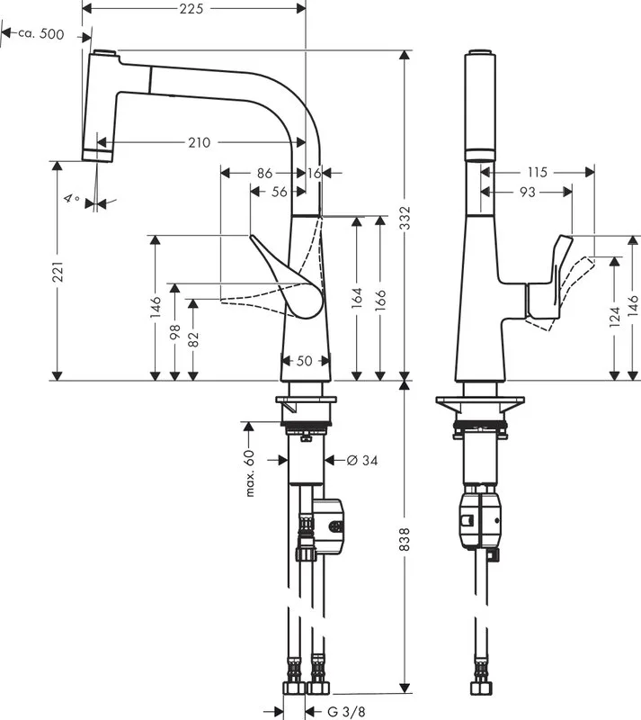 Смеситель для кухни Hansgrohe Metris M71 14834000 хром Sancos — официальный сайт